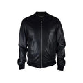 Men's Black Leather Bomber Jacket